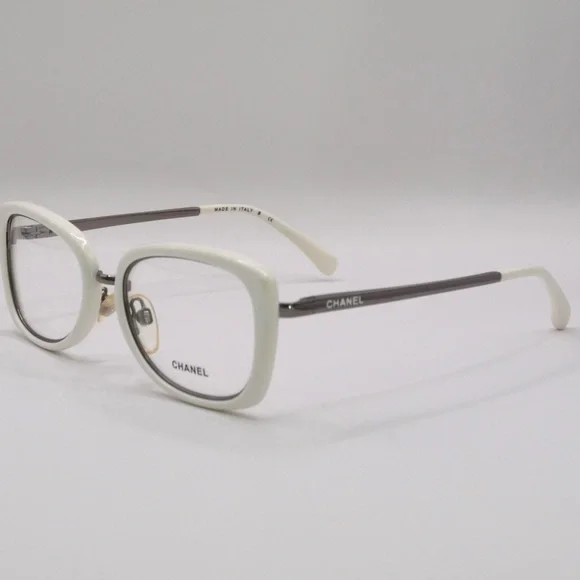 Chanel Women’s Eyeglasses | White & Silver Frame | 50-18-135 | Made in Italy - Picture 11 of 12